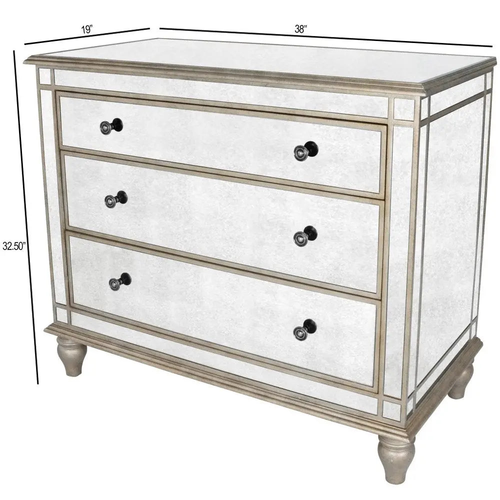 Rectangle Mirrored 3 Drawer Console Storage Chest  Warm Home View