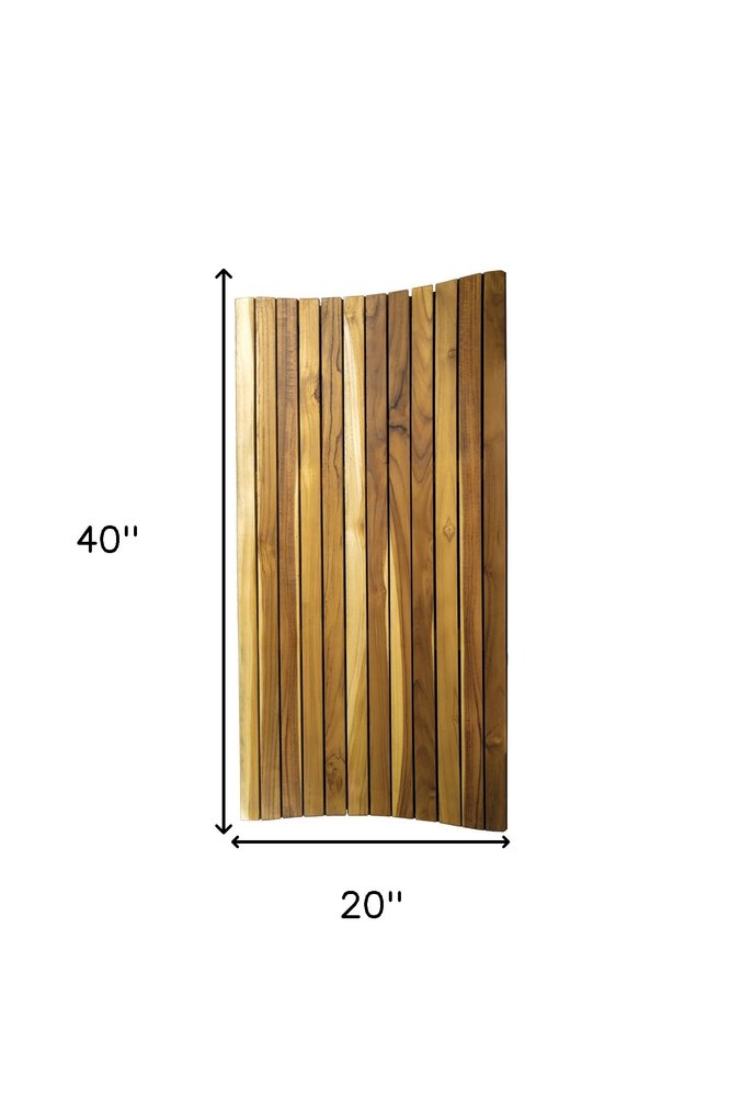 40" Brown Teak Slat Non Slip Bath Mat  Warm Home View