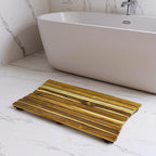 40" Brown Teak Slat Non Slip Bath Mat  Warm Home View