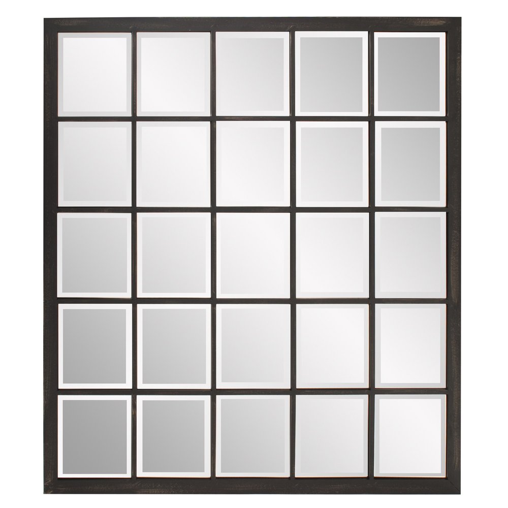 Rectangular Antique Black Finish Mirror With Beveled Edge  Warm Home View