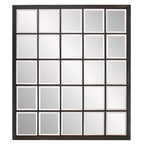 Rectangular Antique Black Finish Mirror With Beveled Edge  Warm Home View