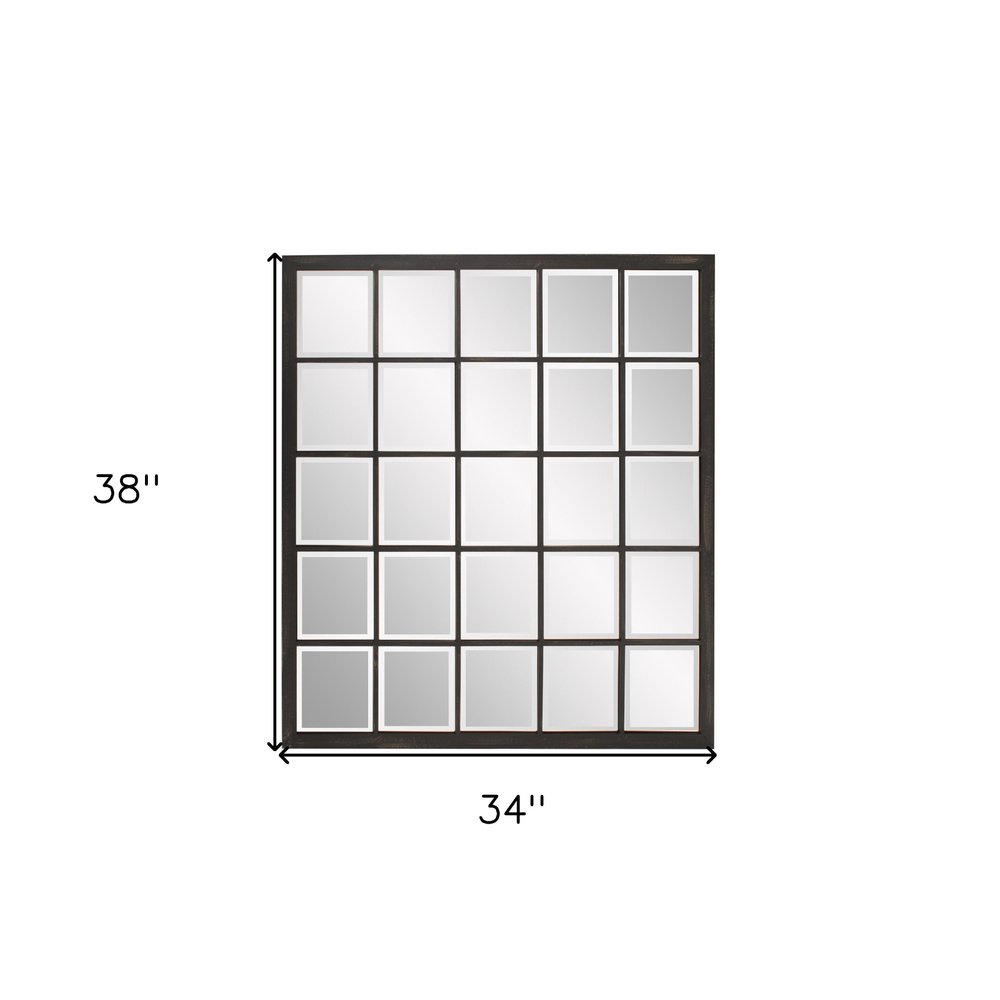 Rectangular Antique Black Finish Mirror With Beveled Edge  Warm Home View