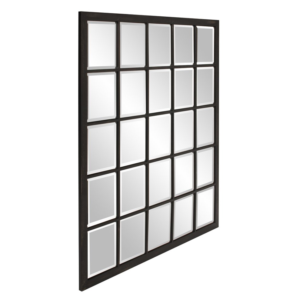 Rectangular Antique Black Finish Mirror With Beveled Edge  Warm Home View