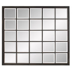 Rectangular Antique Black Finish Mirror With Beveled Edge  Warm Home View