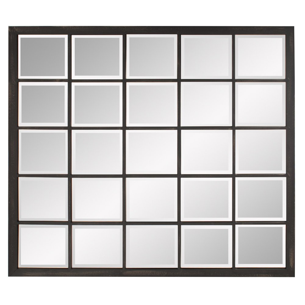 Rectangular Antique Black Finish Mirror With Beveled Edge  Warm Home View