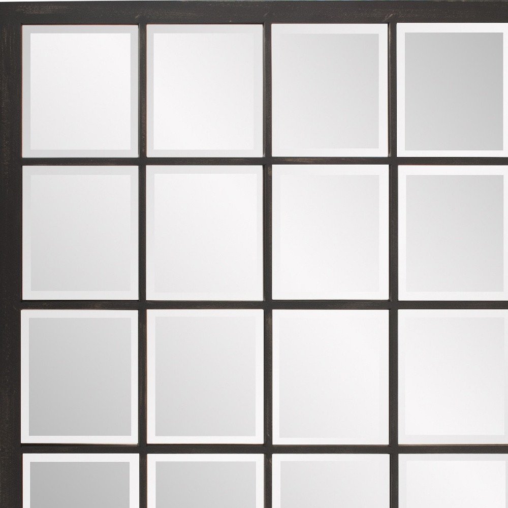 Rectangular Antique Black Finish Mirror With Beveled Edge  Warm Home View