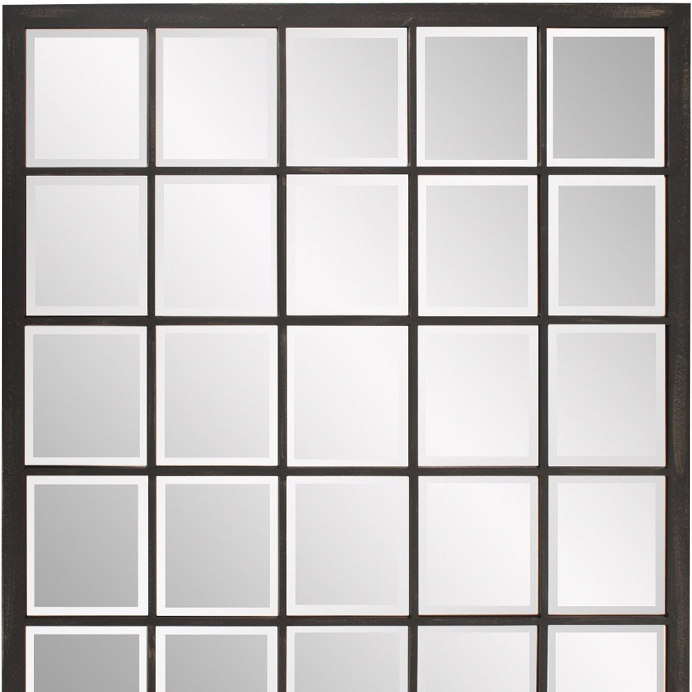 Rectangular Antique Black Finish Mirror With Beveled Edge  Warm Home View