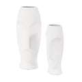 Set of Two Ceramic White Cylinder Table Vases  Warm Home View