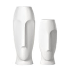 Set of Two Ceramic White Cylinder Table Vases  Warm Home View