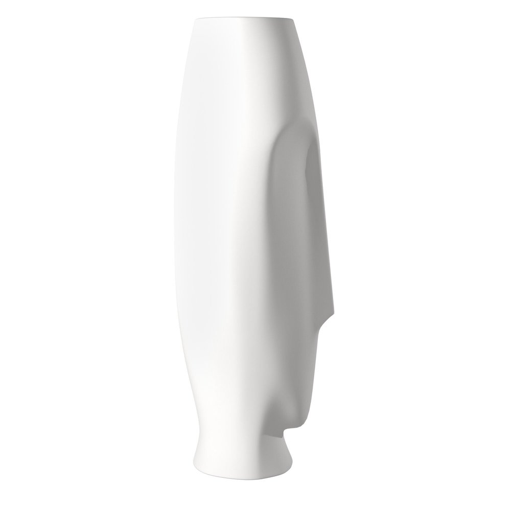 Set of Two Ceramic White Cylinder Table Vases  Warm Home View