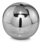 Set of Two Silver Buffed Aluminum Decorative Orb Tabletop Sculpture  Warm Home View