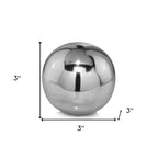 Set of Two Silver Buffed Aluminum Decorative Orb Tabletop Sculpture  Warm Home View