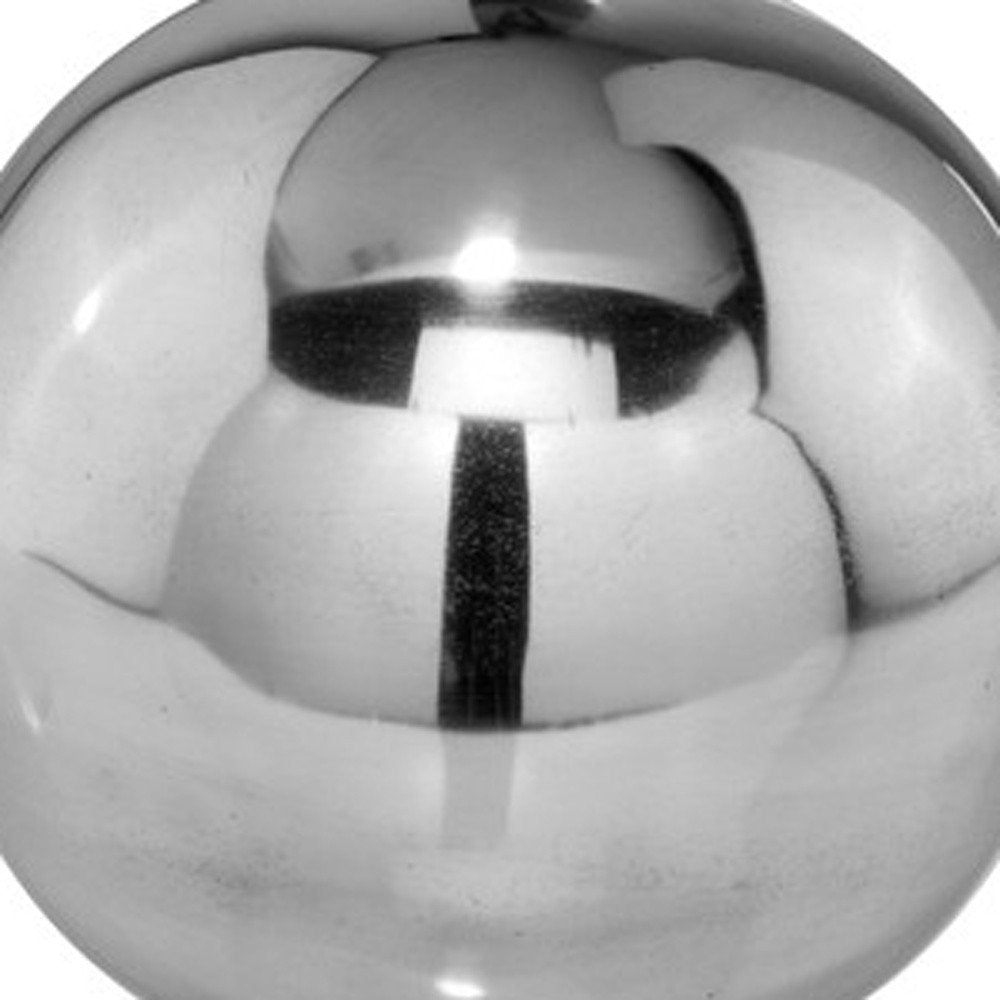 Set of Two Silver Buffed Aluminum Decorative Orb Tabletop Sculpture  Warm Home View