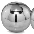 Set of Two Silver Buffed Aluminum Decorative Orb Tabletop Sculpture  Warm Home View