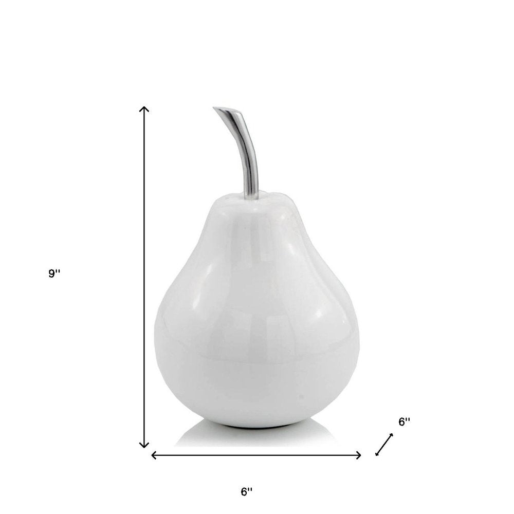 White Medium  Pear Shaped Aluminum Accent Home Decor  Warm Home View