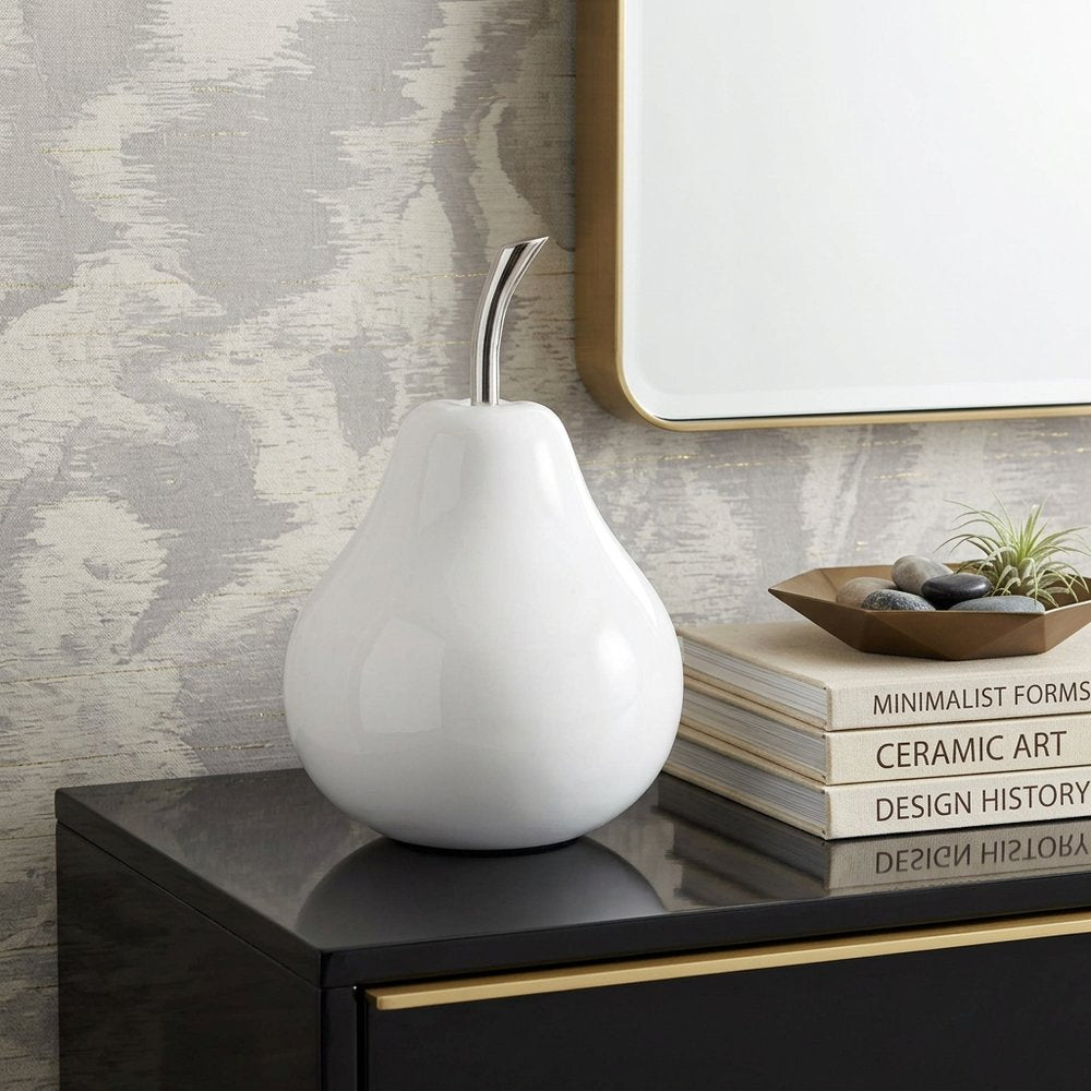 White Medium  Pear Shaped Aluminum Accent Home Decor  Warm Home View