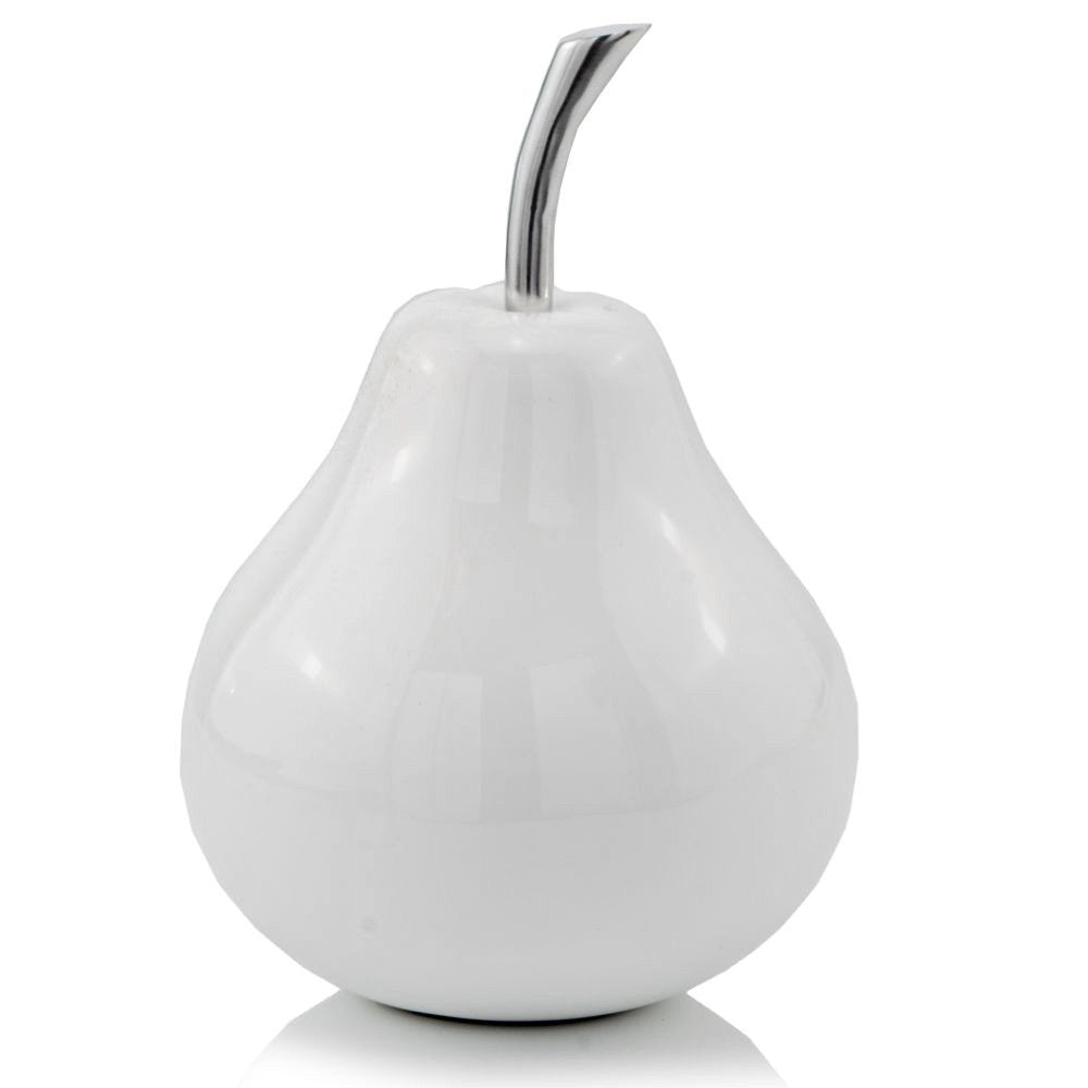 White Medium  Pear Shaped Aluminum Accent Home Decor  Warm Home View