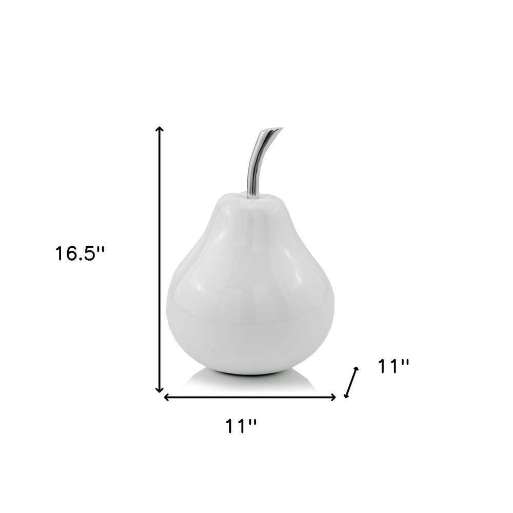 White Medium  Pear Shaped Aluminum Accent Home Decor  Warm Home View