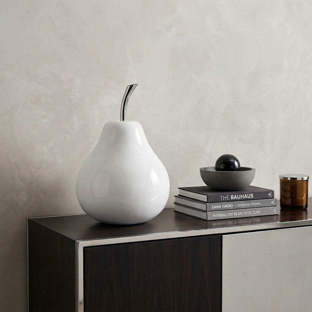 White Medium  Pear Shaped Aluminum Accent Home Decor  Warm Home View