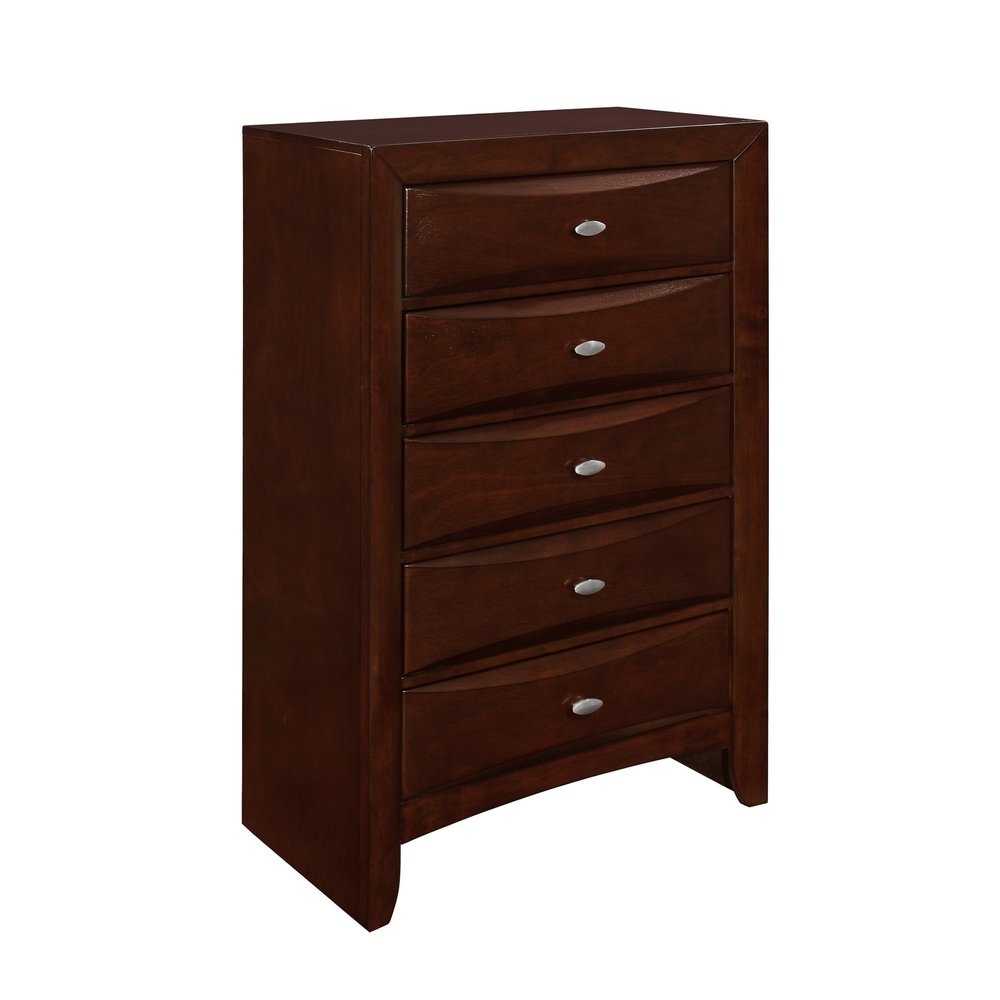 New Merlot Chest With 5 Chambared Drawer  Warm Home View