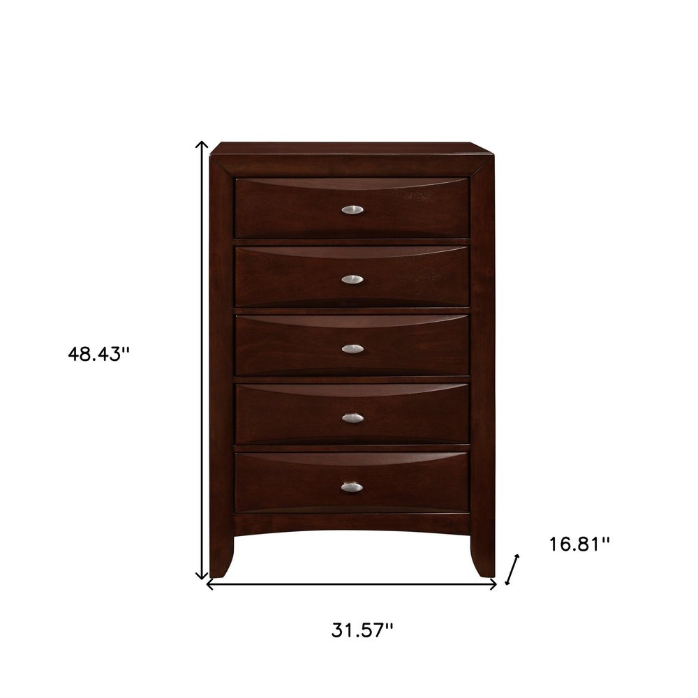 New Merlot Chest With 5 Chambared Drawer  Warm Home View