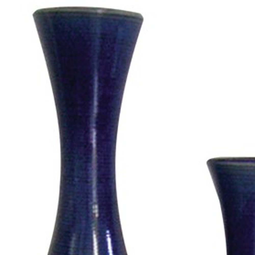 Set of Two Cobalt Cylinder Ceramic Table Vase  Warm Home View