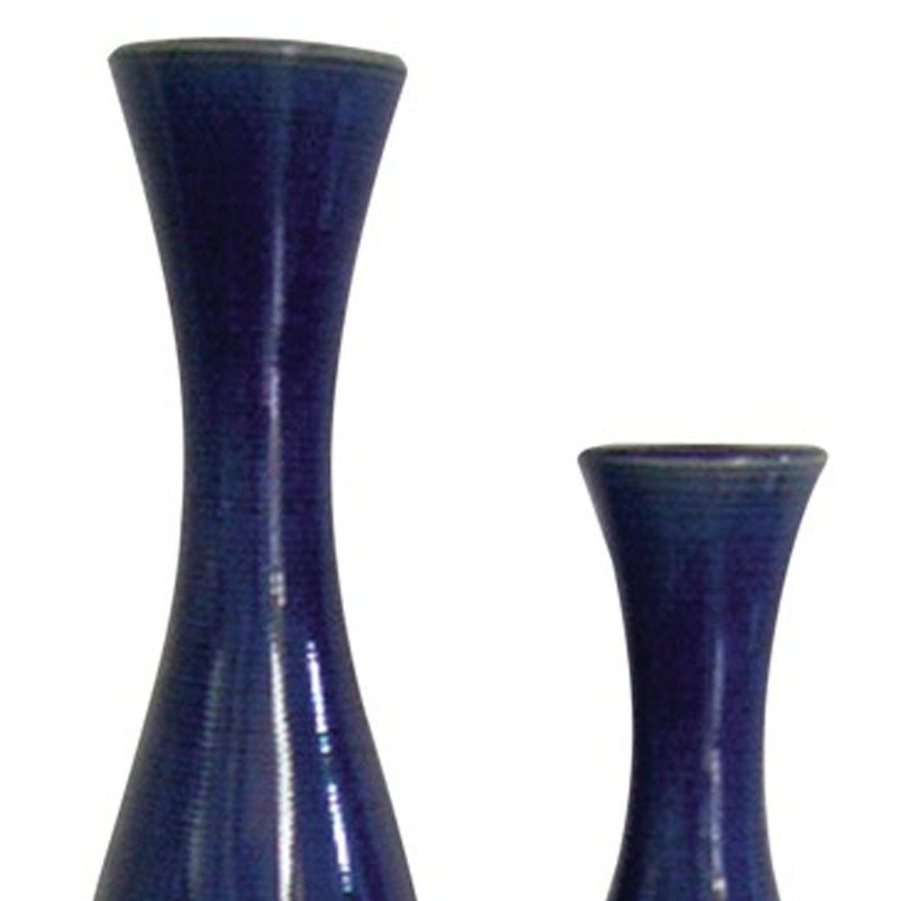 Set of Two Cobalt Cylinder Ceramic Table Vase  Warm Home View