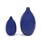 Set of Two Cobalt Ceramic Round Table Vases  Warm Home View