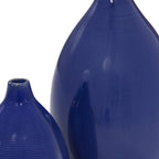 Set of Two Cobalt Ceramic Round Table Vases  Warm Home View