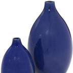 Set of Two Cobalt Ceramic Round Table Vases  Warm Home View