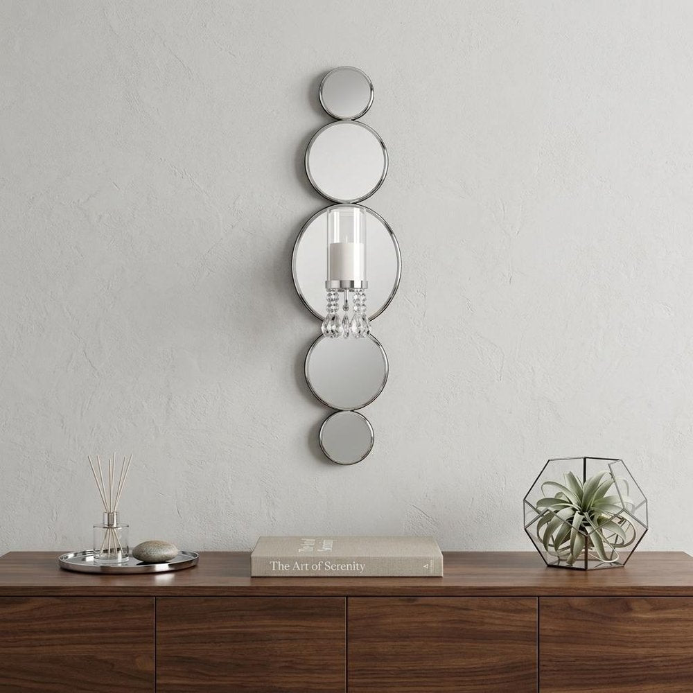 Silver and Clear Modern Bling Mirrored Wall Sconce  Warm Home View