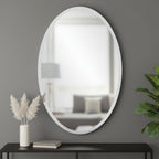 Oval Shaped Frameless Mirror  Warm Home View