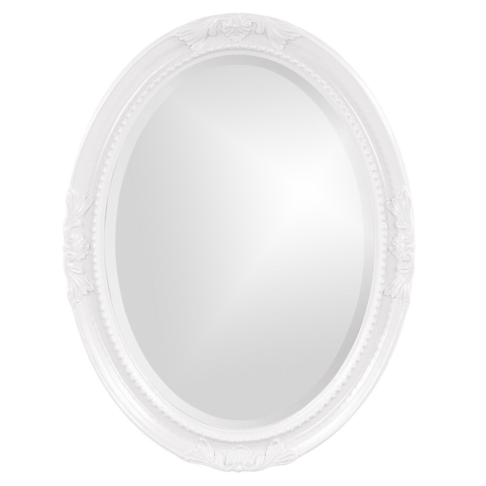 Oval Mirror In A Glossy White Wood Frame  Warm Home View