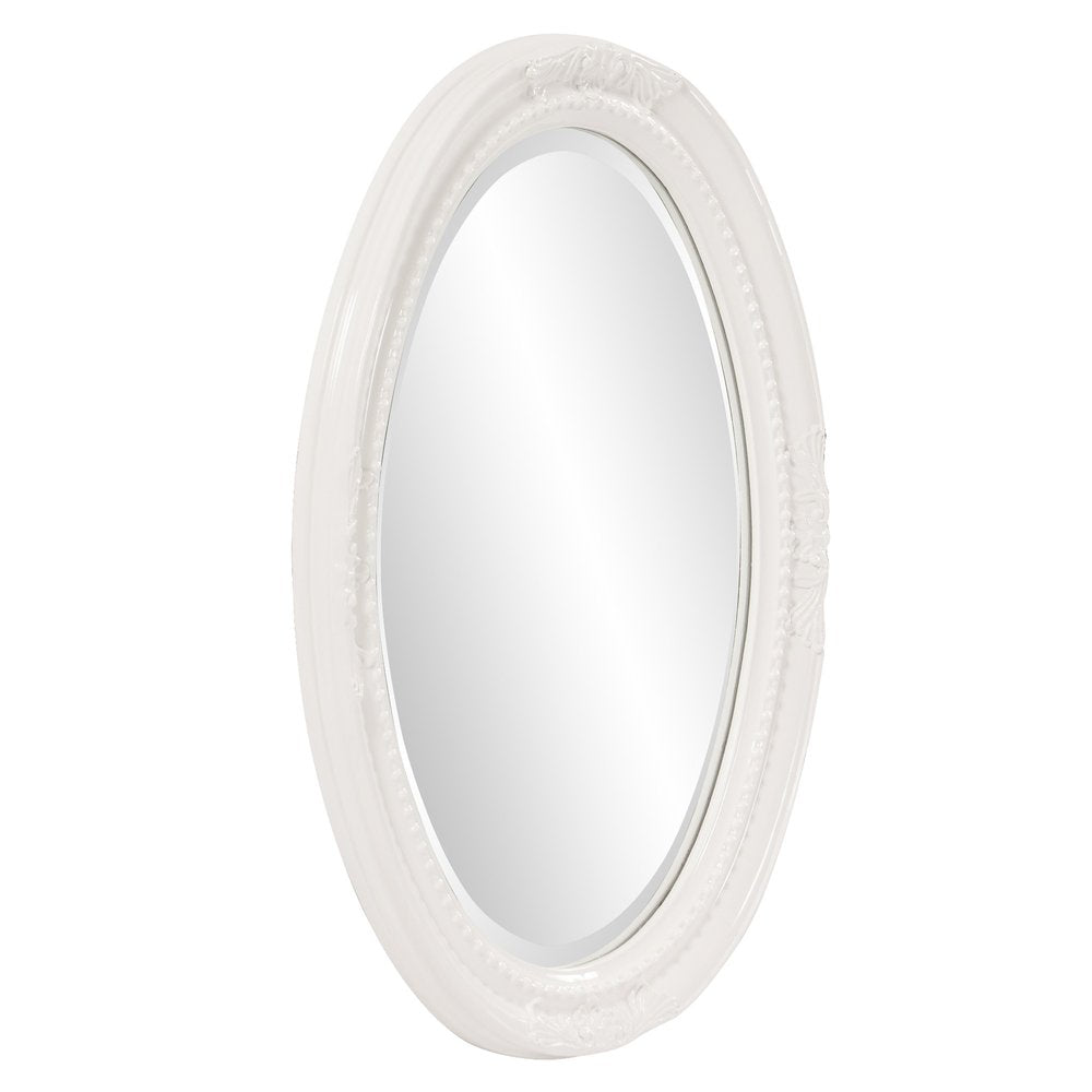 Oval Mirror In A Glossy White Wood Frame  Warm Home View
