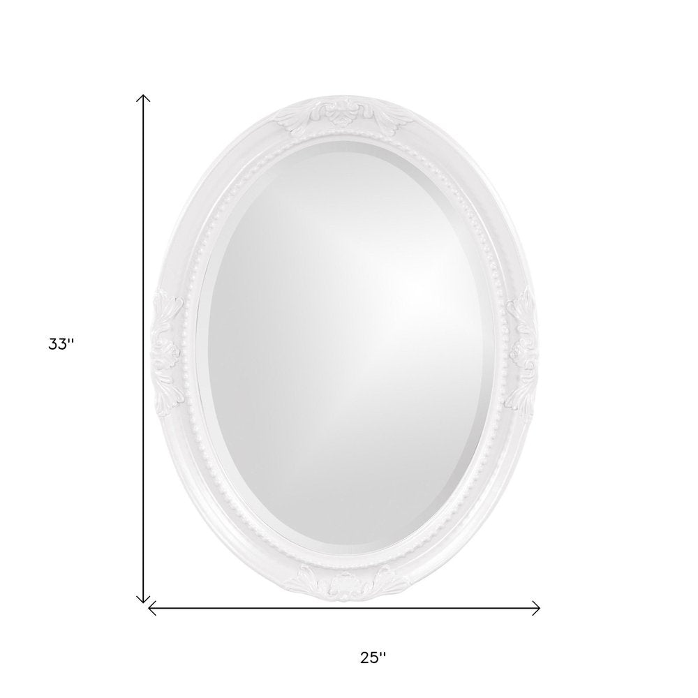 Oval Mirror In A Glossy White Wood Frame  Warm Home View