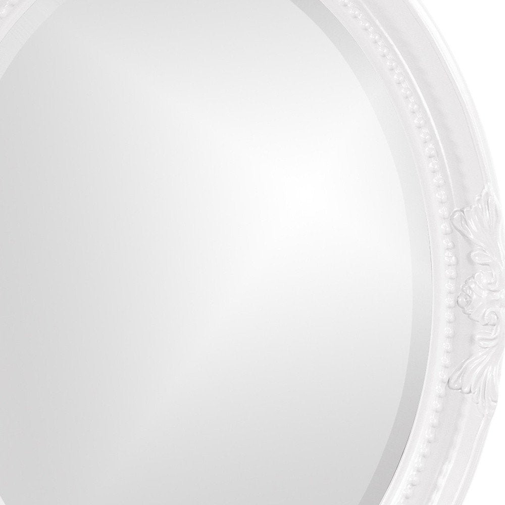 Oval Mirror In A Glossy White Wood Frame  Warm Home View