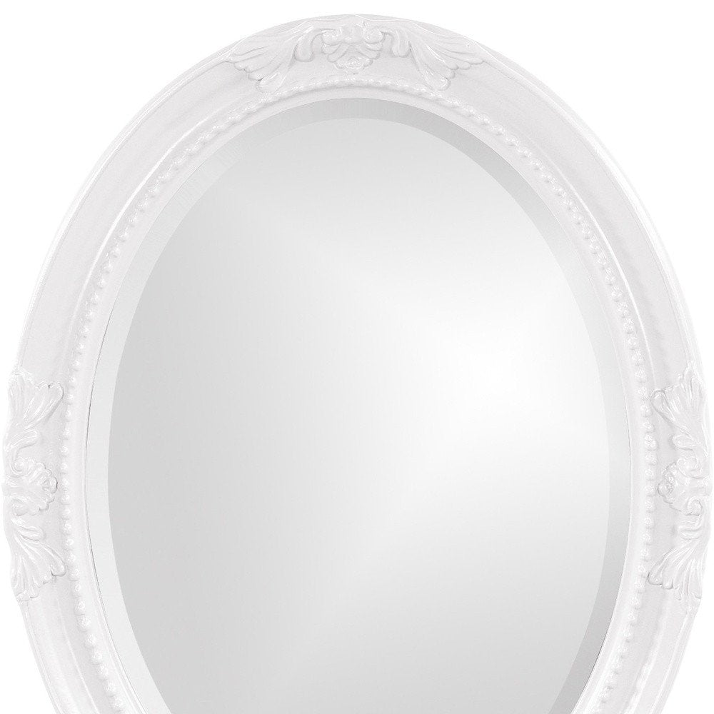 Oval Mirror In A Glossy White Wood Frame  Warm Home View