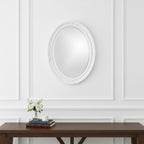 Oval Mirror In A Glossy White Wood Frame  Warm Home View