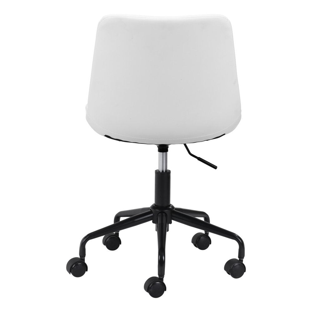 White and Black Adjustable Swivel Faux Leather Rolling Office Chair  Warm Home View