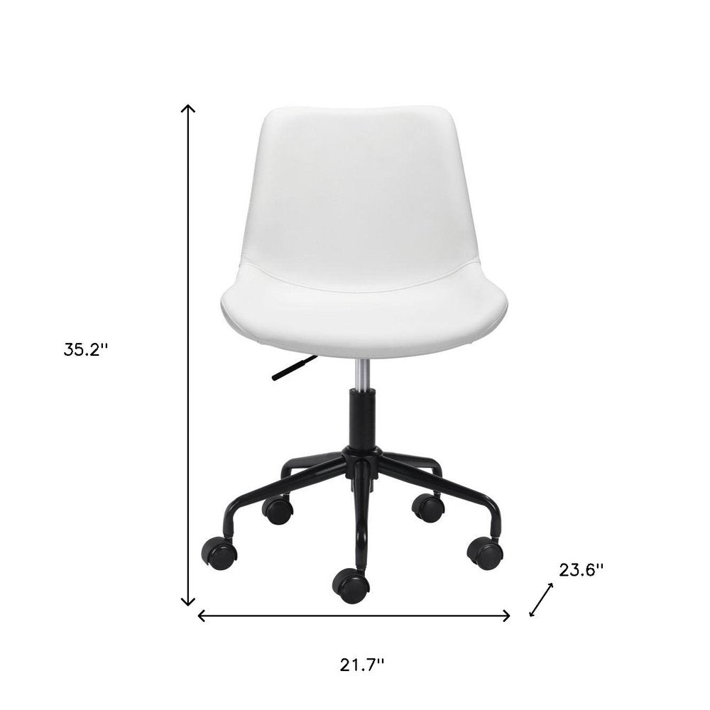 White and Black Adjustable Swivel Faux Leather Rolling Office Chair  Warm Home View