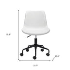 White and Black Adjustable Swivel Faux Leather Rolling Office Chair  Warm Home View