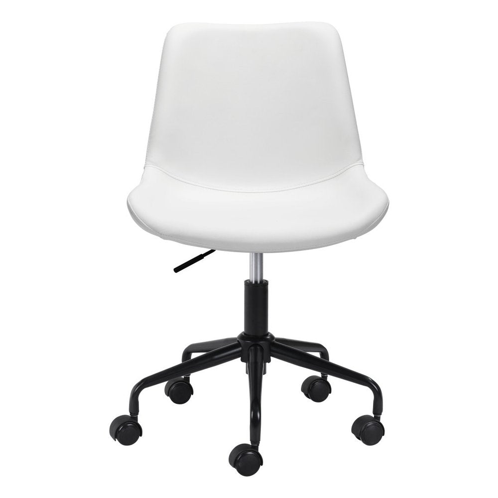 White and Black Adjustable Swivel Faux Leather Rolling Office Chair  Warm Home View
