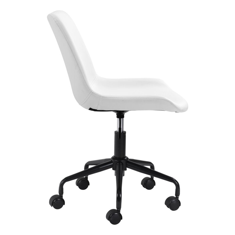 White and Black Adjustable Swivel Faux Leather Rolling Office Chair  Warm Home View