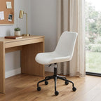 White and Black Adjustable Swivel Faux Leather Rolling Office Chair  Warm Home View