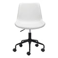 White and Black Adjustable Swivel Faux Leather Rolling Office Chair  Warm Home View