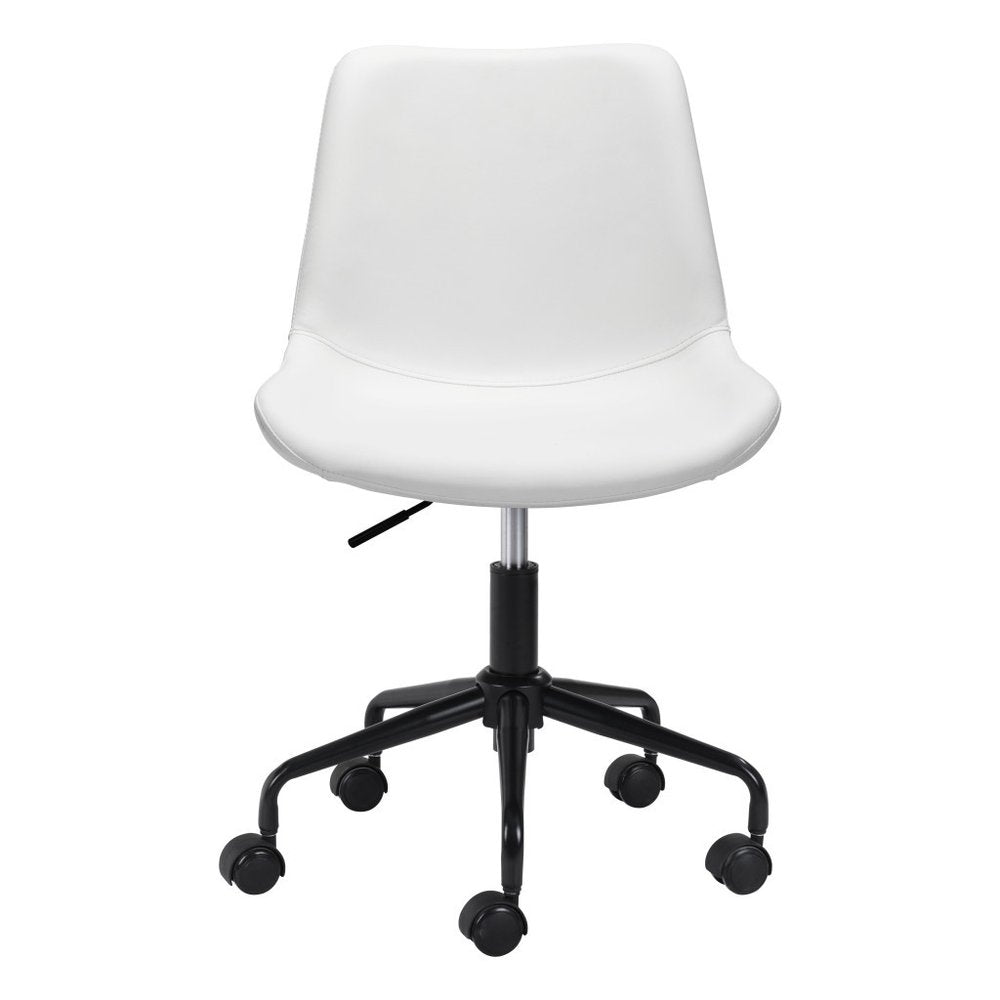 White and Black Adjustable Swivel Faux Leather Rolling Office Chair  Warm Home View