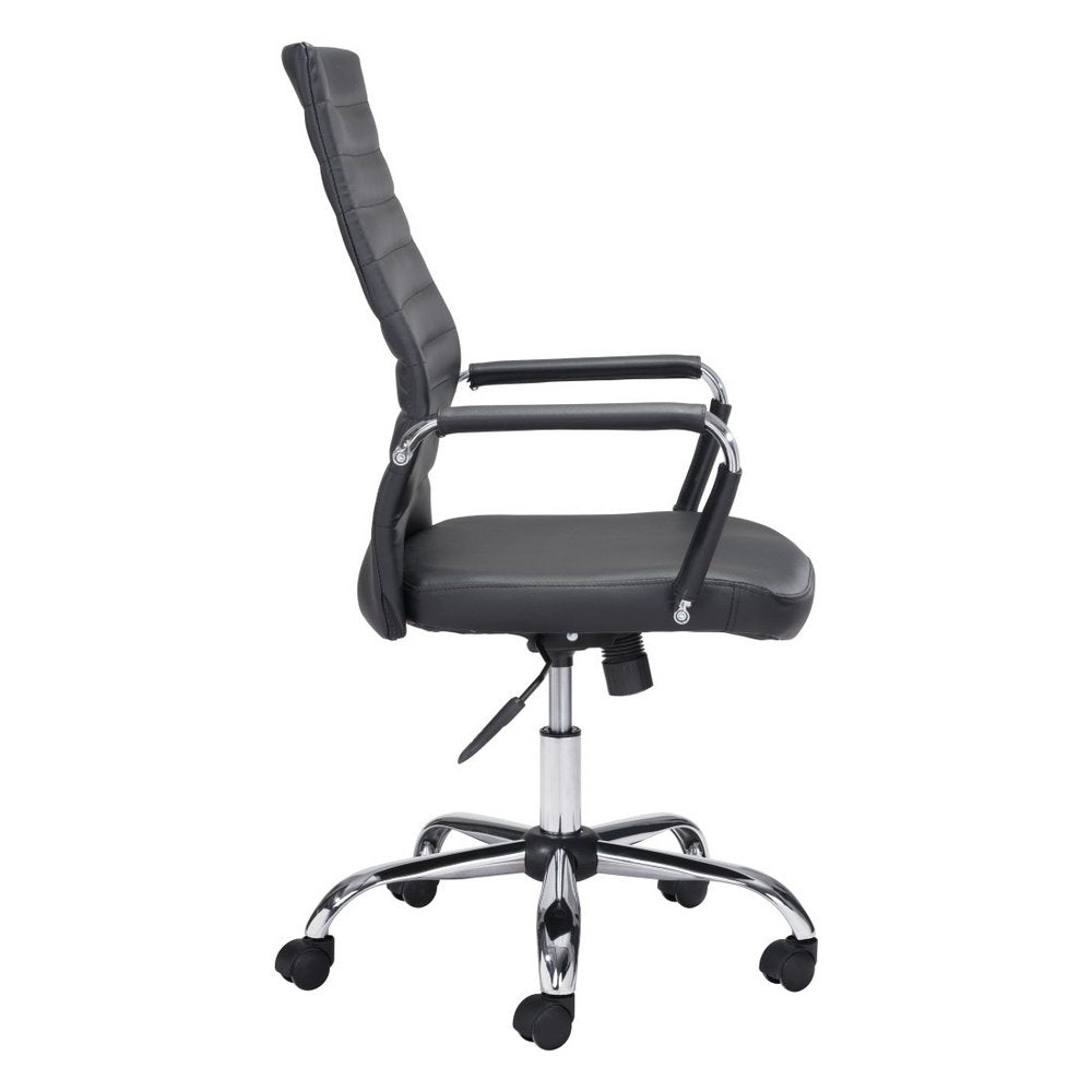 Silver and Black Adjustable Swivel Faux Leather Rolling Conference Office Chair  Warm Home View