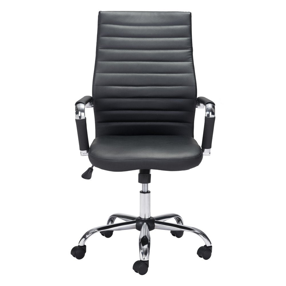 Silver and Black Adjustable Swivel Faux Leather Rolling Conference Office Chair  Warm Home View