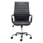 Silver and Black Adjustable Swivel Faux Leather Rolling Conference Office Chair  Warm Home View