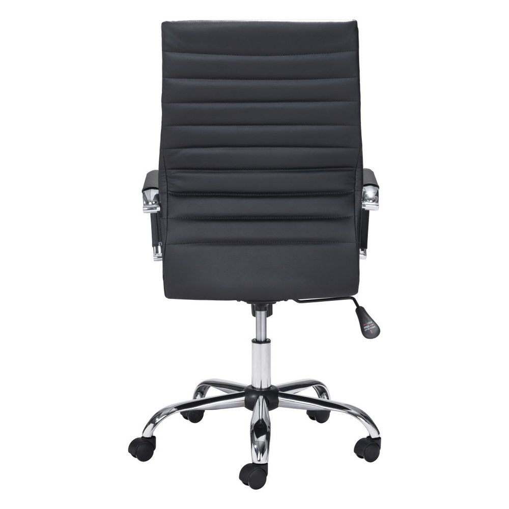 Silver and Black Adjustable Swivel Faux Leather Rolling Conference Office Chair  Warm Home View
